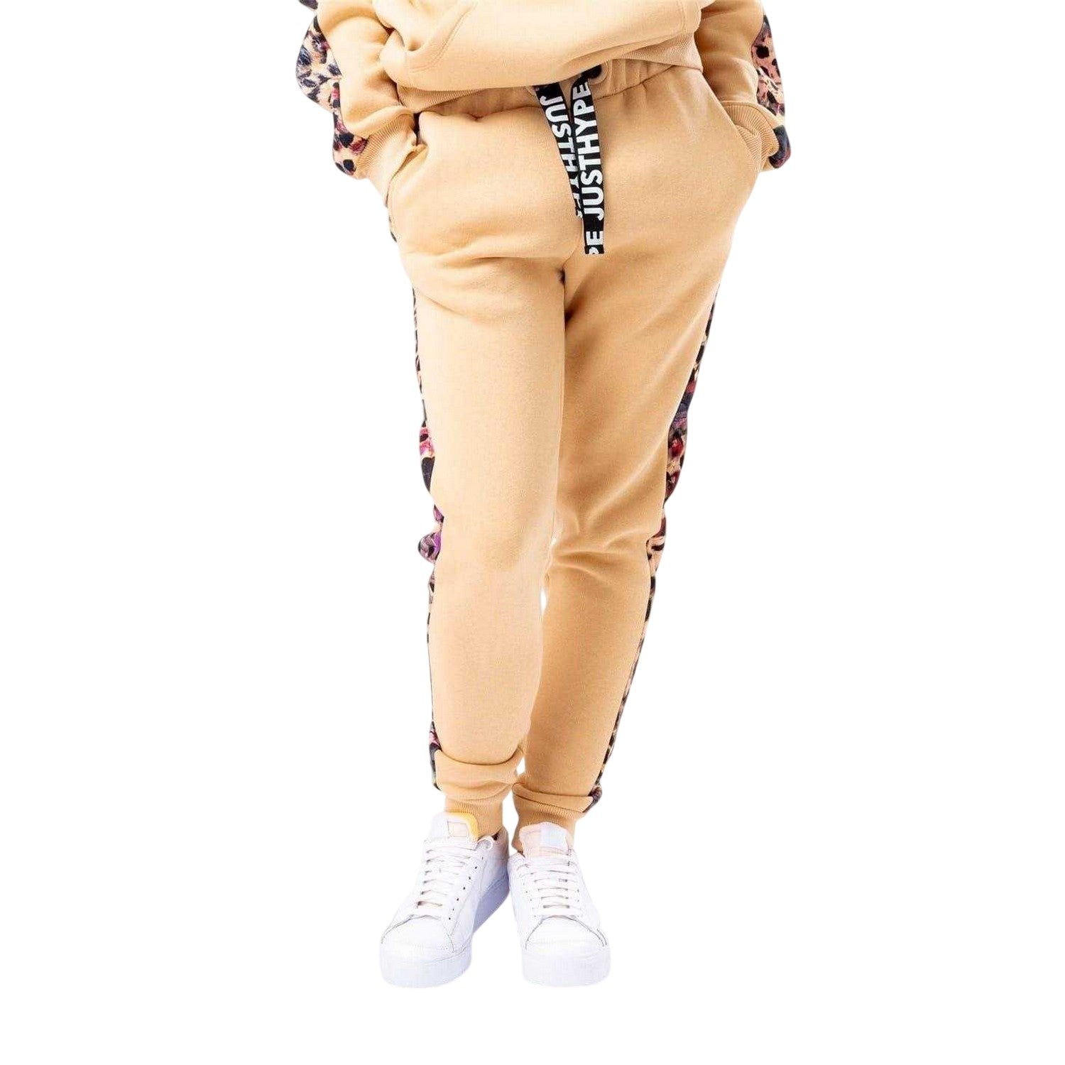 Hazelnut - Front - Hype Womens-Ladies Woven Animal Print Joggers