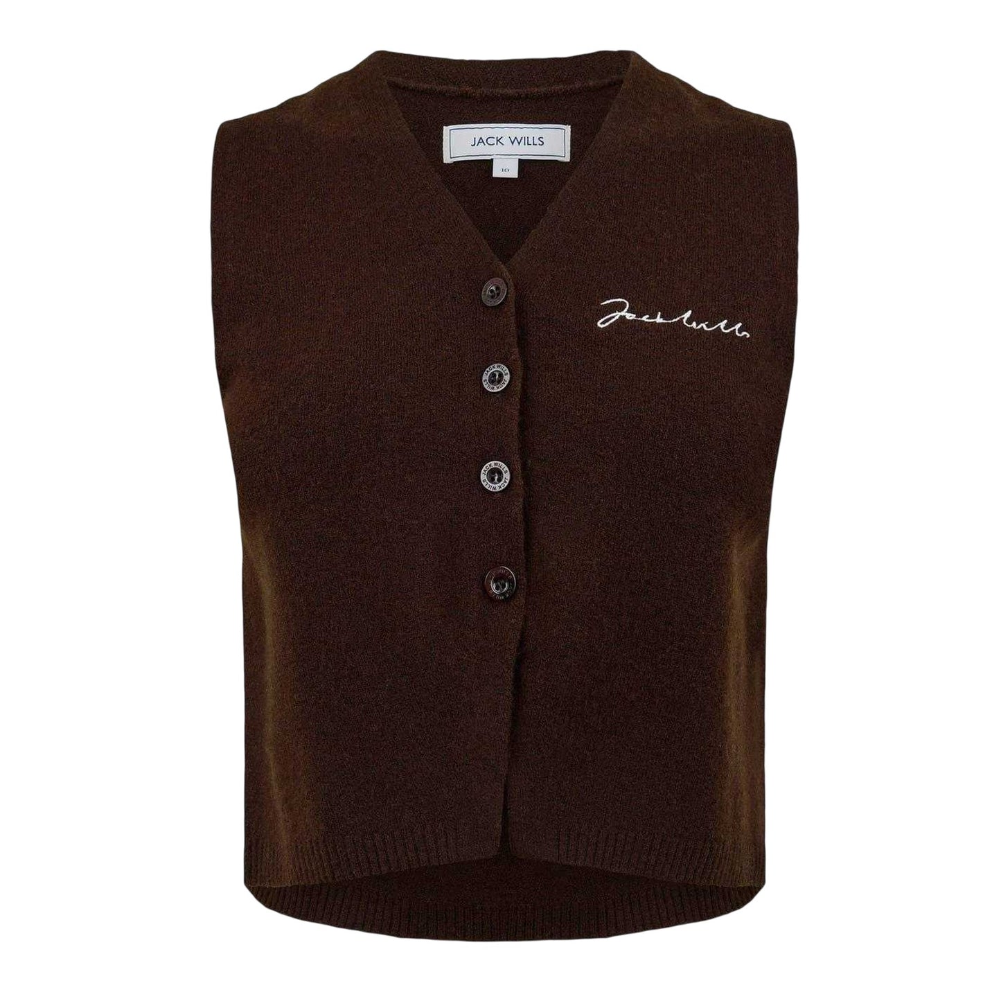 Cocoa - Front - Jack Wills Womens-Ladies Ribbed Knitted Waistcoat