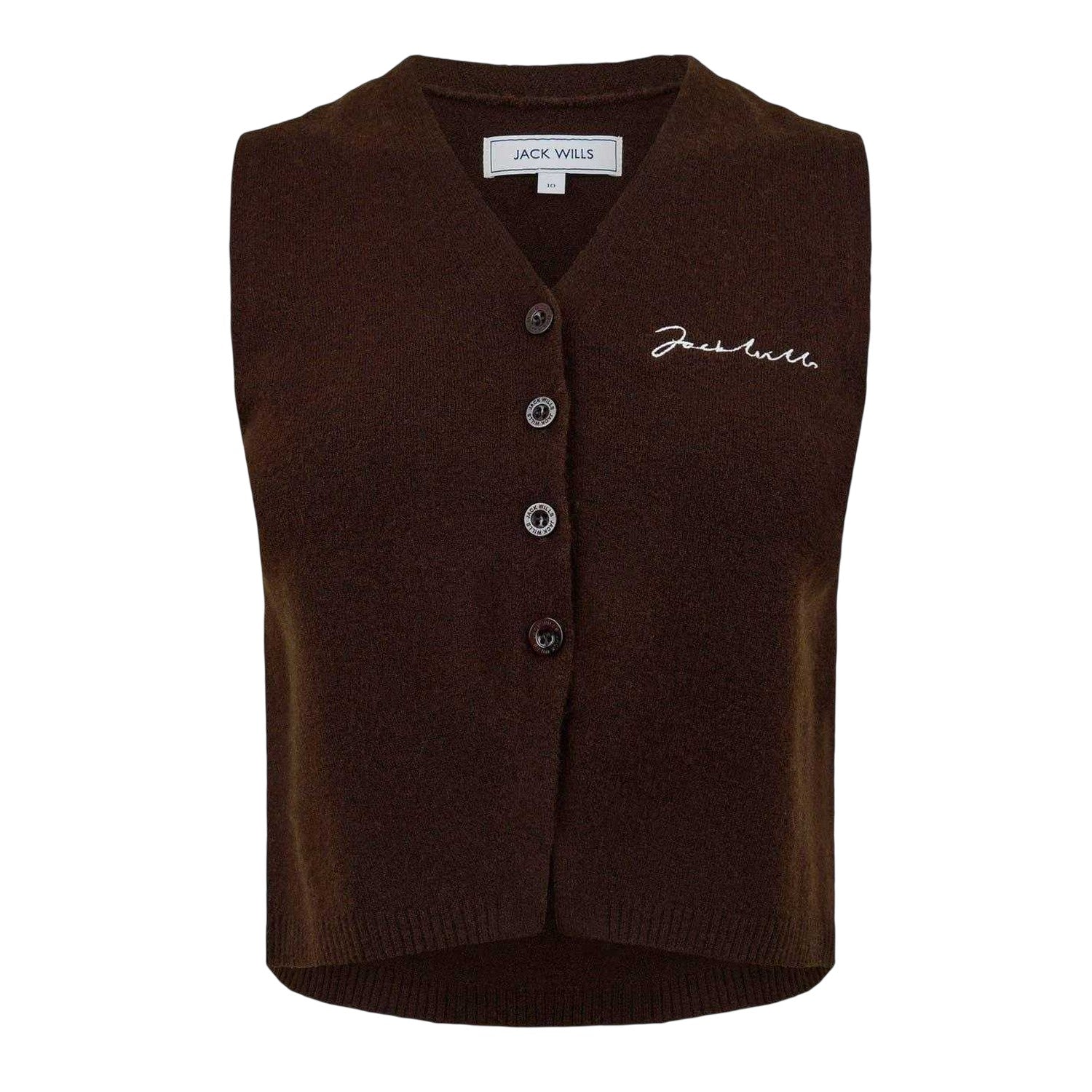 Cocoa - Front - Jack Wills Womens-Ladies Ribbed Knitted Waistcoat