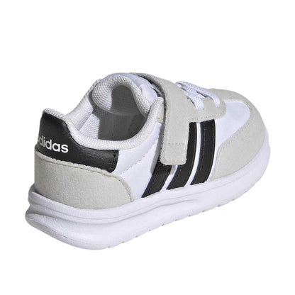 White-Black-Grey - Back - Adidas Childrens-Kids 3 Stripes Suede Panel Trainers