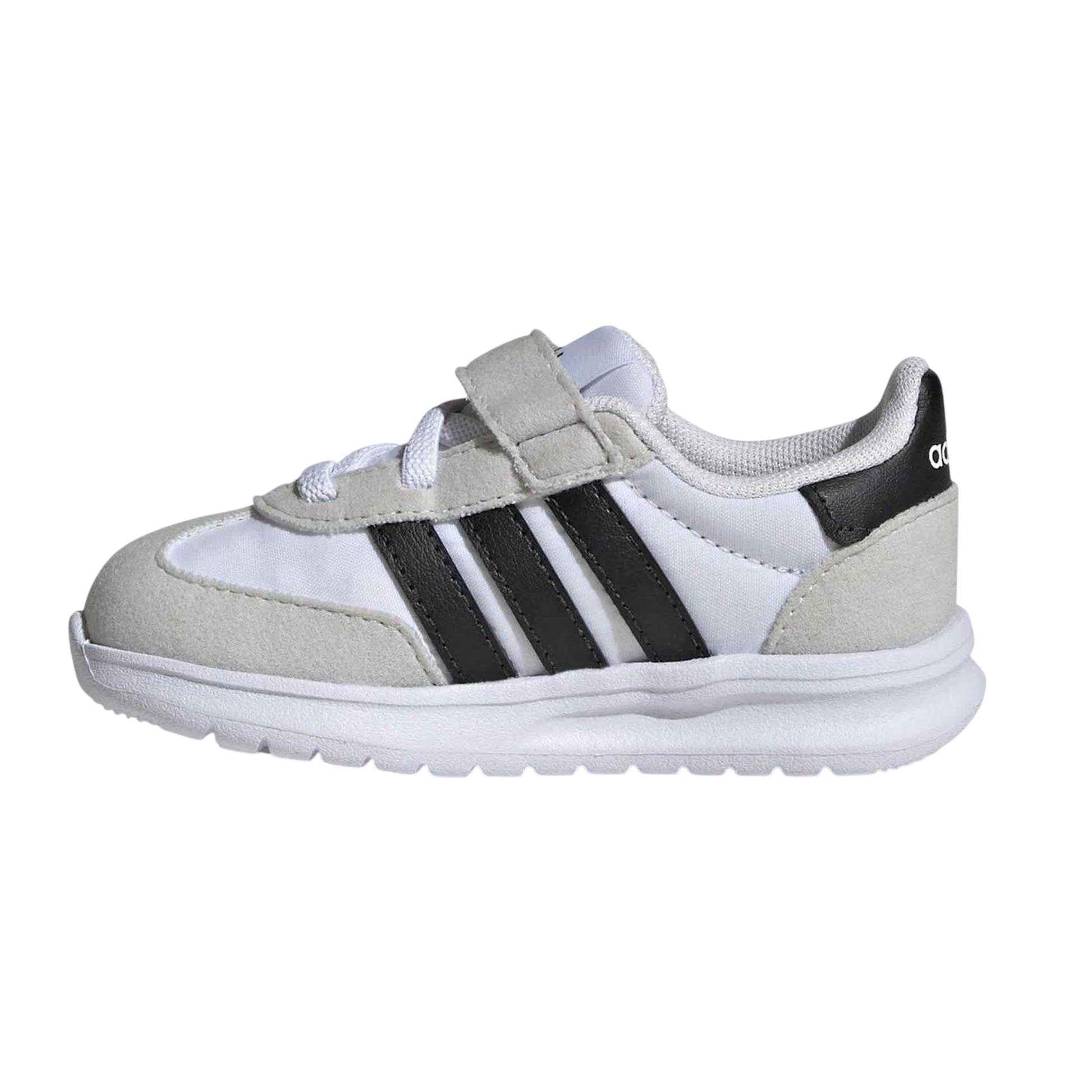 White-Black-Grey - Side - Adidas Childrens-Kids 3 Stripes Suede Panel Trainers