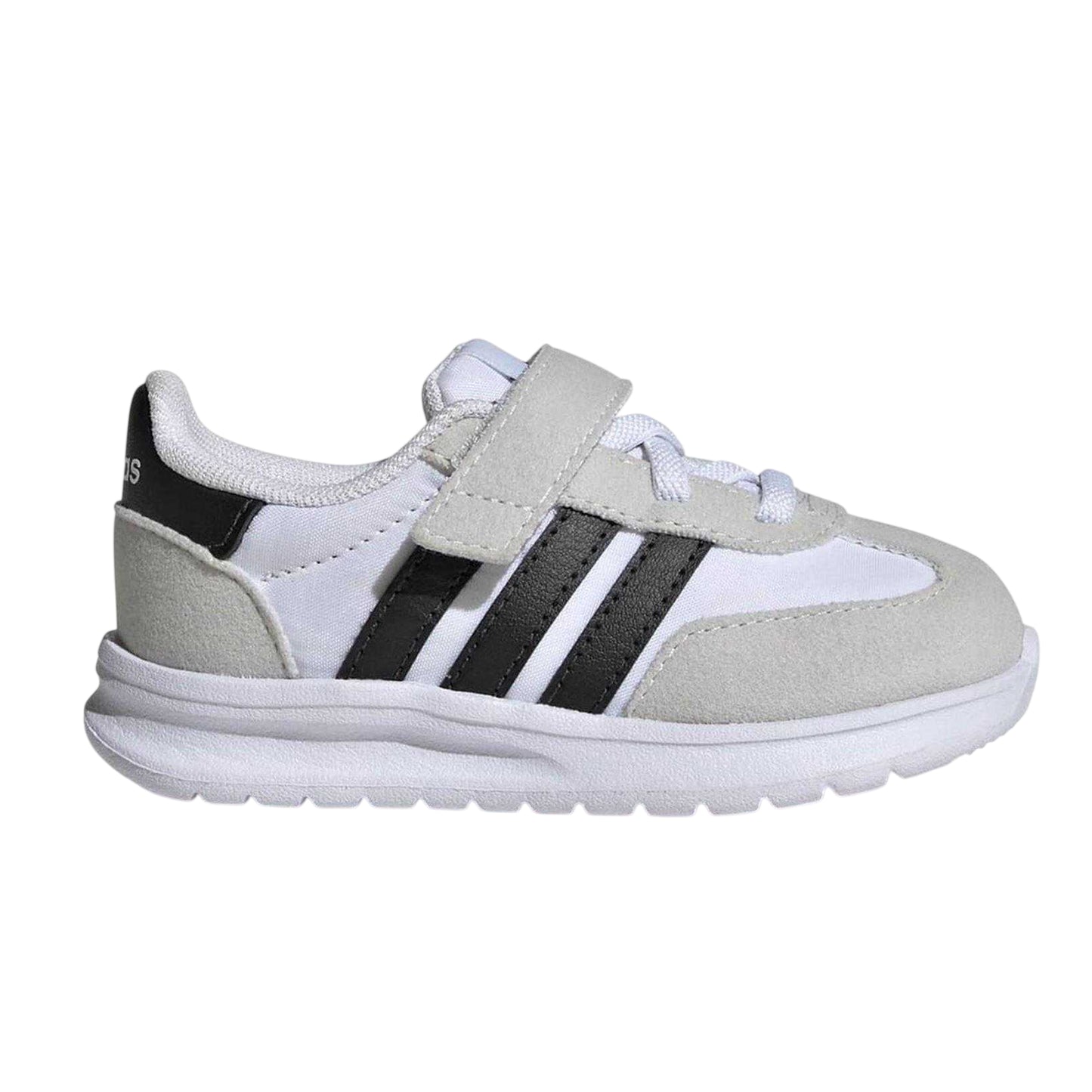 White-Black-Grey - Front - Adidas Childrens-Kids 3 Stripes Suede Panel Trainers