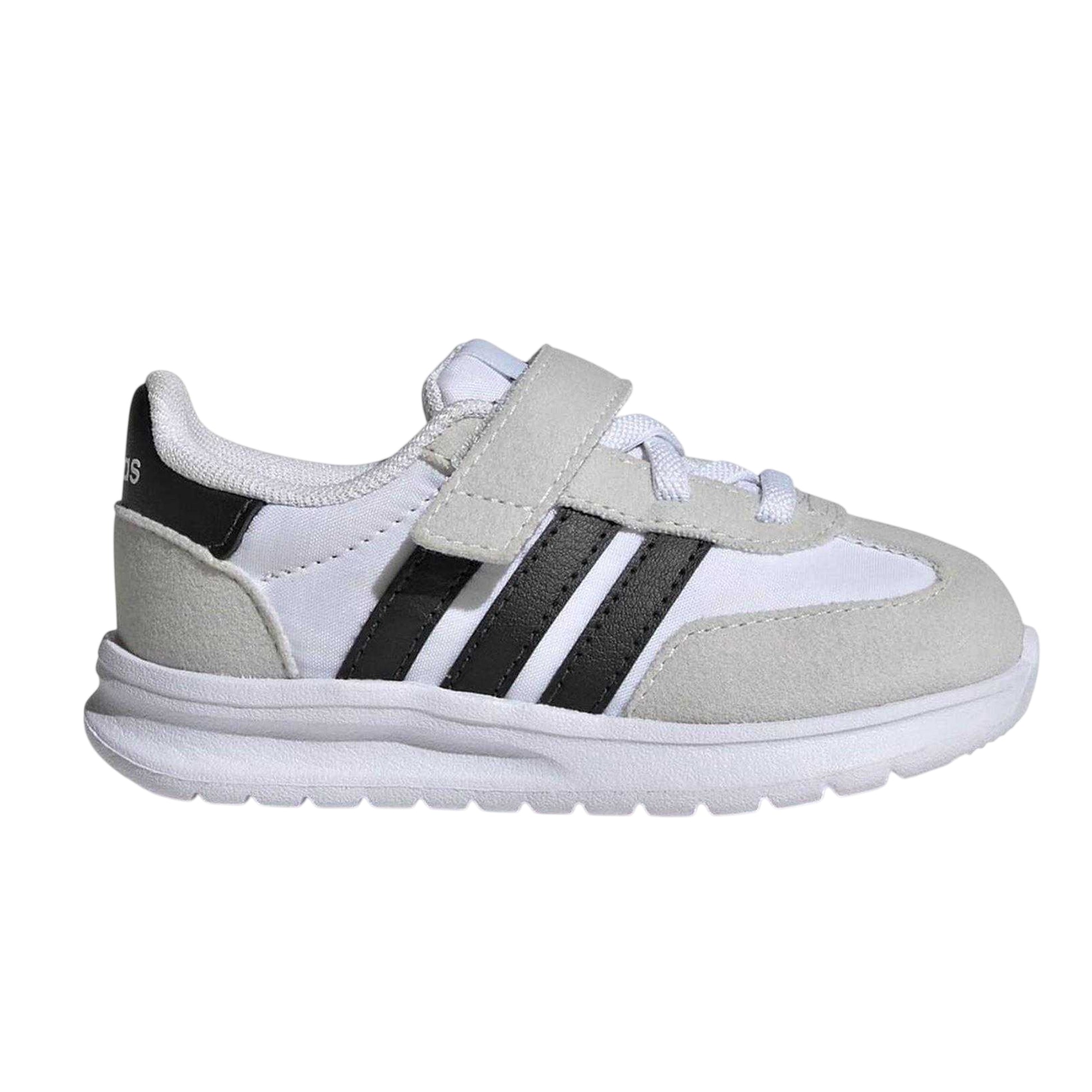 White-Black-Grey - Front - Adidas Childrens-Kids 3 Stripes Suede Panel Trainers