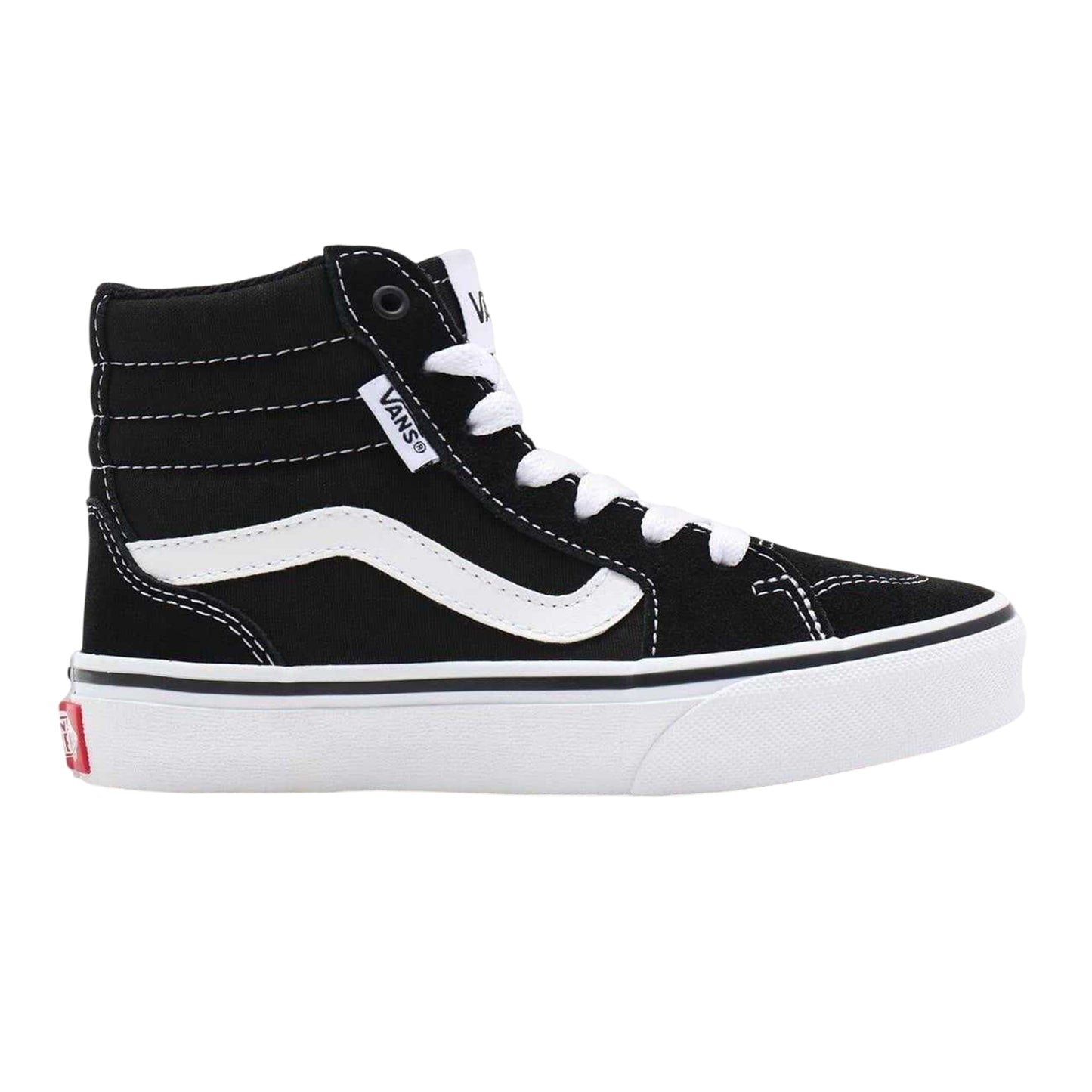 Black-White - Front - Vans Childrens-Kids SK8-Hi Suede High Top Trainers