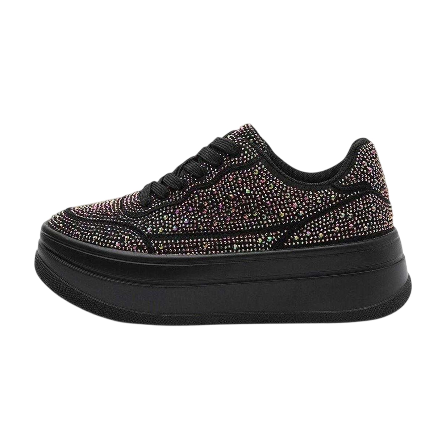 Black - Back - Where´s That From Womens-Ladies Diamante Wedge Trainers