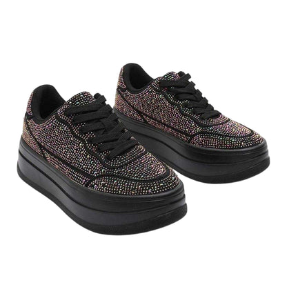 Black - Lifestyle - Where´s That From Womens-Ladies Diamante Wedge Trainers