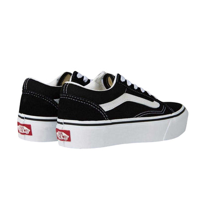 Black-White - Back - Vans Childrens-Kids Old Skool Side Stripe Platform Trainers