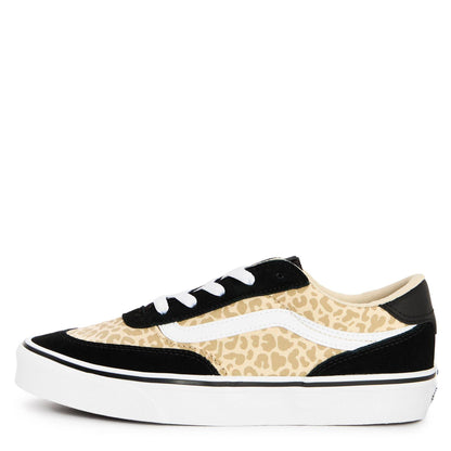 Black-Leopard - Back - Vans Childrens-Kids Brooklyn Canvas Platform Trainers