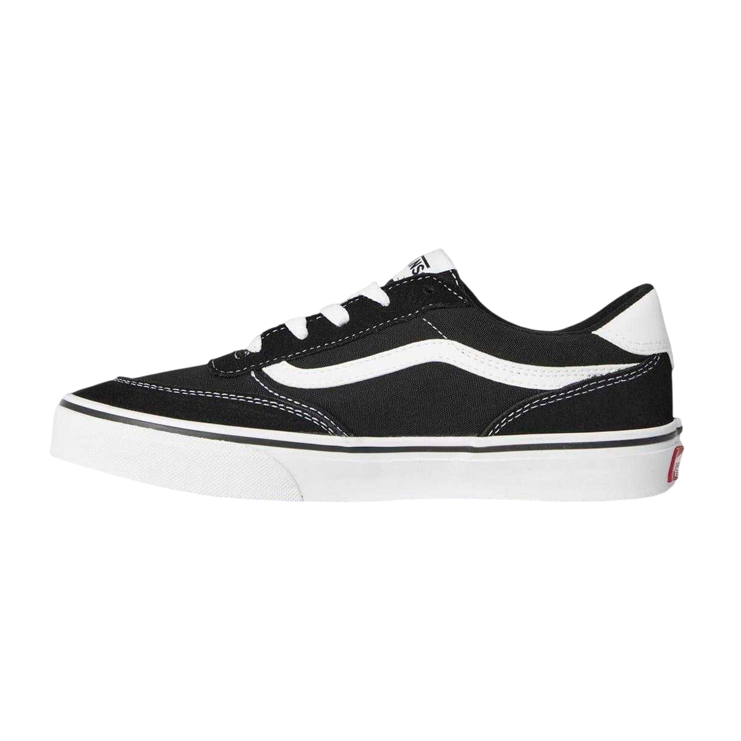 Black-White - Back - Vans Childrens-Kids Brooklyn Canvas Platform Trainers