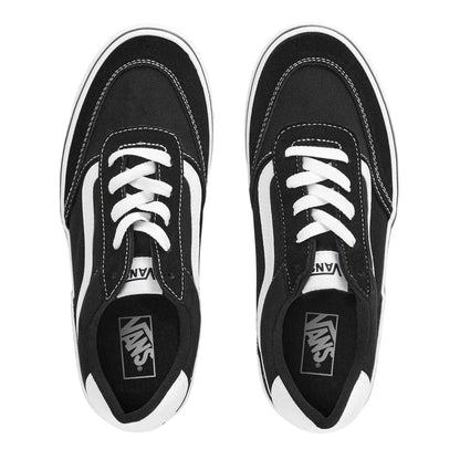 Black-White - Side - Vans Childrens-Kids Brooklyn Canvas Platform Trainers
