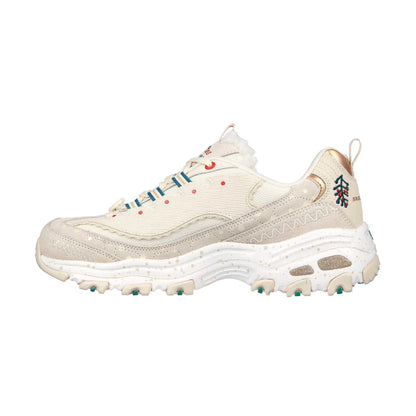 Off White - Back - Skechers Womens-Ladies DLites Christmas Suede Trainers