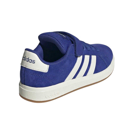 Black-Gum - Back - Adidas Childrens-Kids Grand Court Suede Trainers