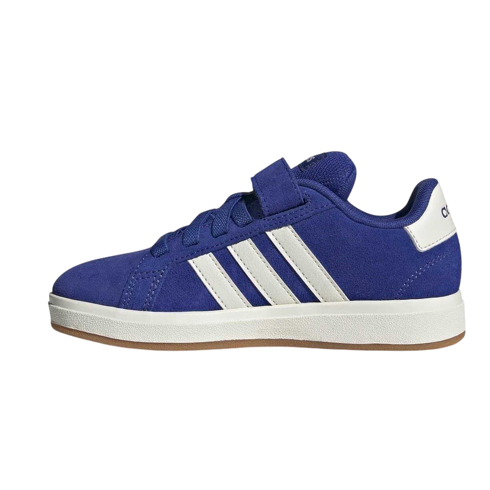 Black-Gum - Side - Adidas Childrens-Kids Grand Court Suede Trainers