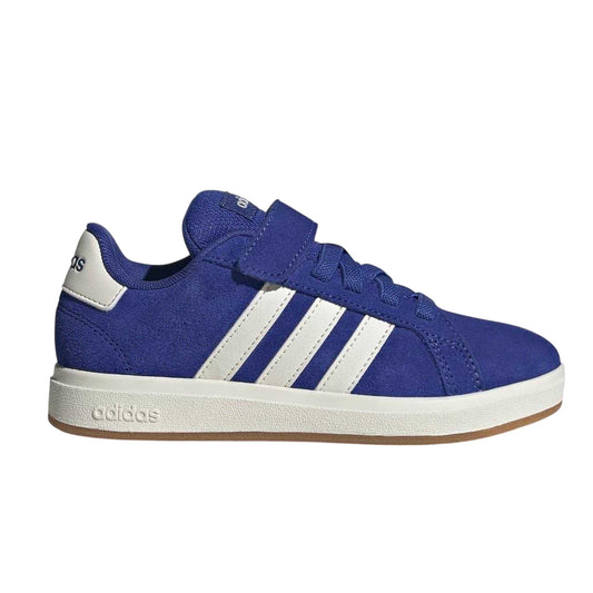 Black-Gum - Front - Adidas Childrens-Kids Grand Court Suede Trainers
