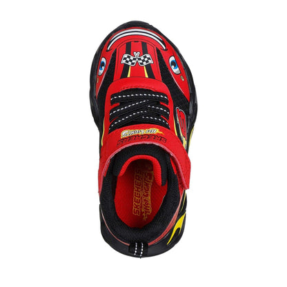 Red-Black - Side - Skechers Childrens-Kids Hot Lights Trainers
