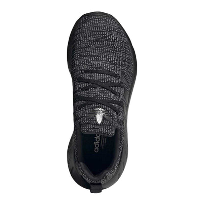 Black-Grey - Side - Adidas Childrens-Kids Swift Run 22 Knitted Running Trainers