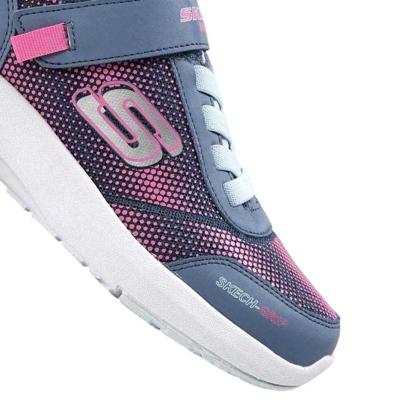 Charcoal-Pink - Side - Skechers Childrens-Kids Tread Journey Time Waterproof Trainers