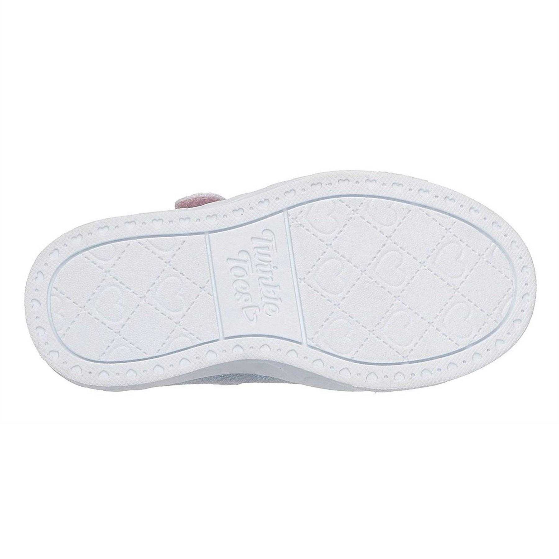 Grey-Pink - Side - Skechers Girls Twinkle Toes Glitter Light Up Trainers