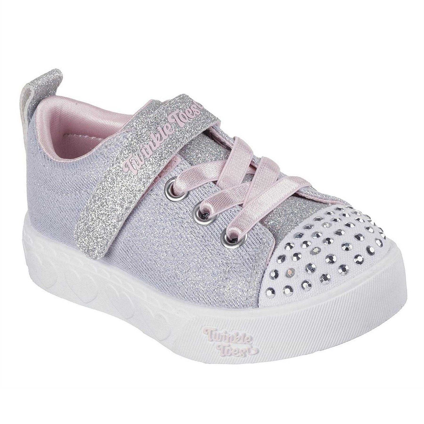 Grey-Pink - Lifestyle - Skechers Girls Twinkle Toes Glitter Light Up Trainers
