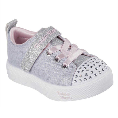 Grey-Pink - Lifestyle - Skechers Girls Twinkle Toes Glitter Light Up Trainers