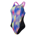 Multicoloured - Front - Speedo Womens-Ladies Recordbreaker Digital All-Over Print Training One Piece Swimsuit
