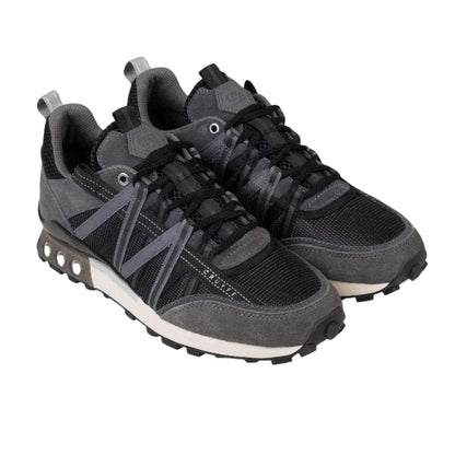 Black-Grey - Back - Cruyff Mens Suede Hex-Tech Trainers