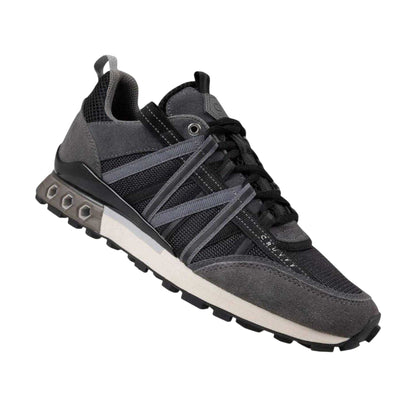 Black-Grey - Side - Cruyff Mens Suede Hex-Tech Trainers