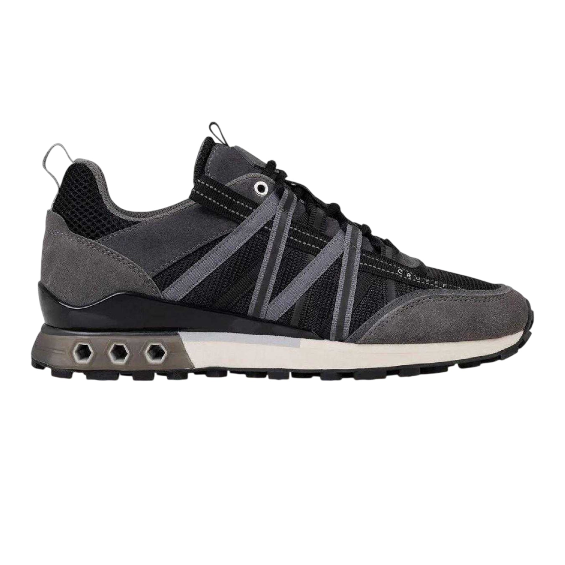 Black-Grey - Front - Cruyff Mens Suede Hex-Tech Trainers