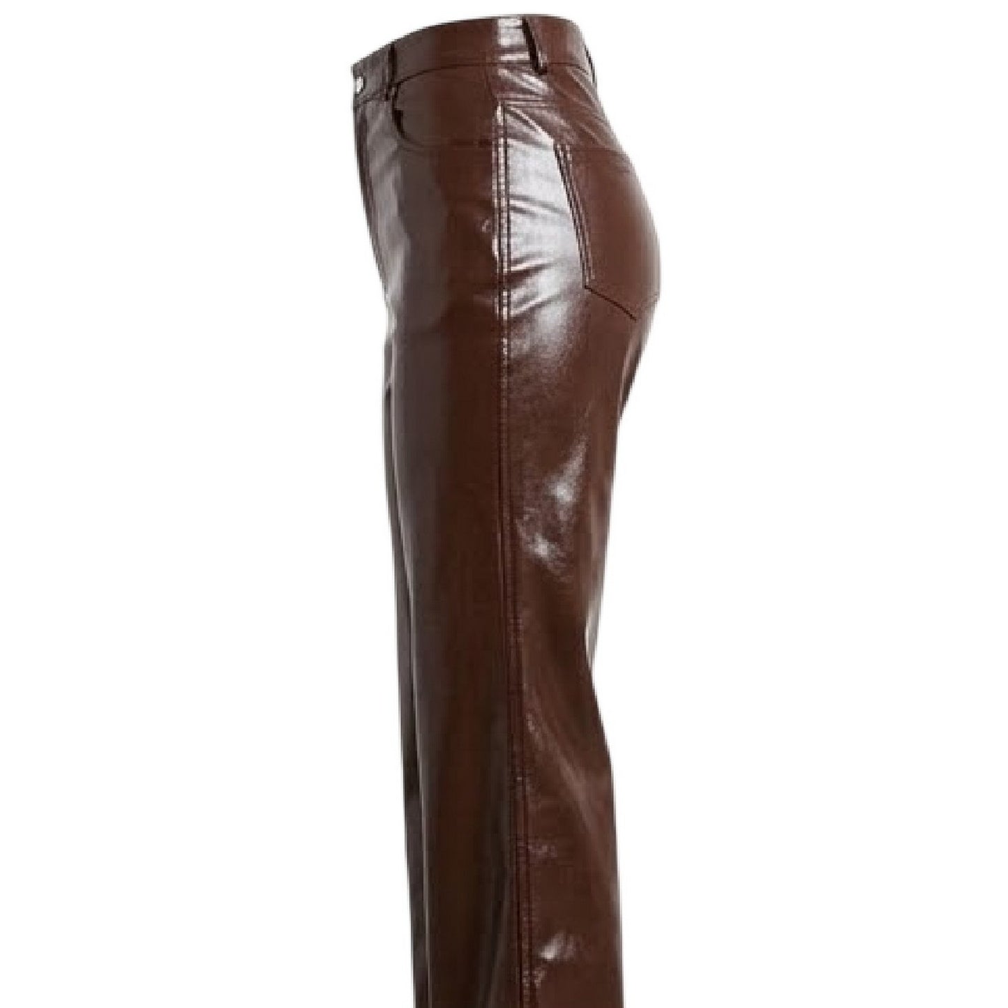 Brown - Lifestyle - Missy Empire Womens-Ladies Faux Leather Wide Leg Trousers