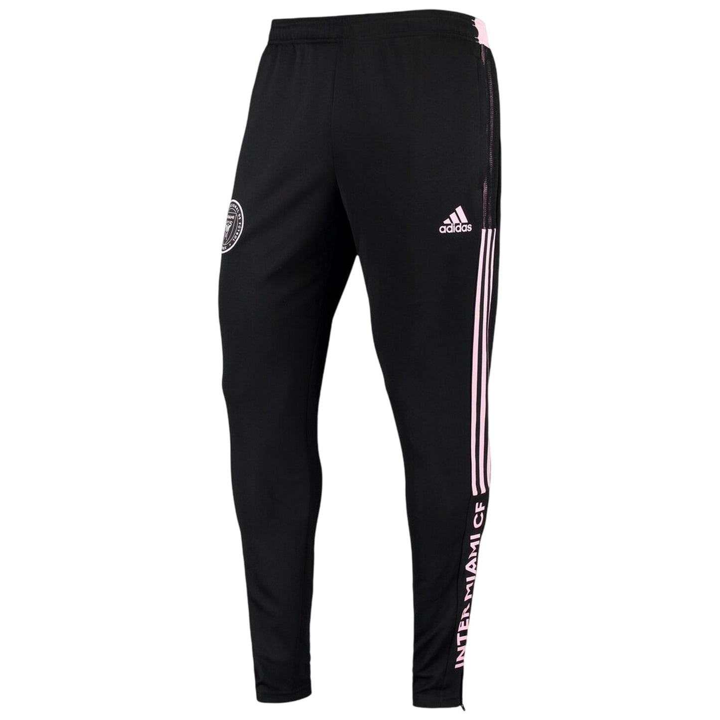 Black - Front - Inter Miami CF Mens Adidas Tapered Jogging Bottoms
