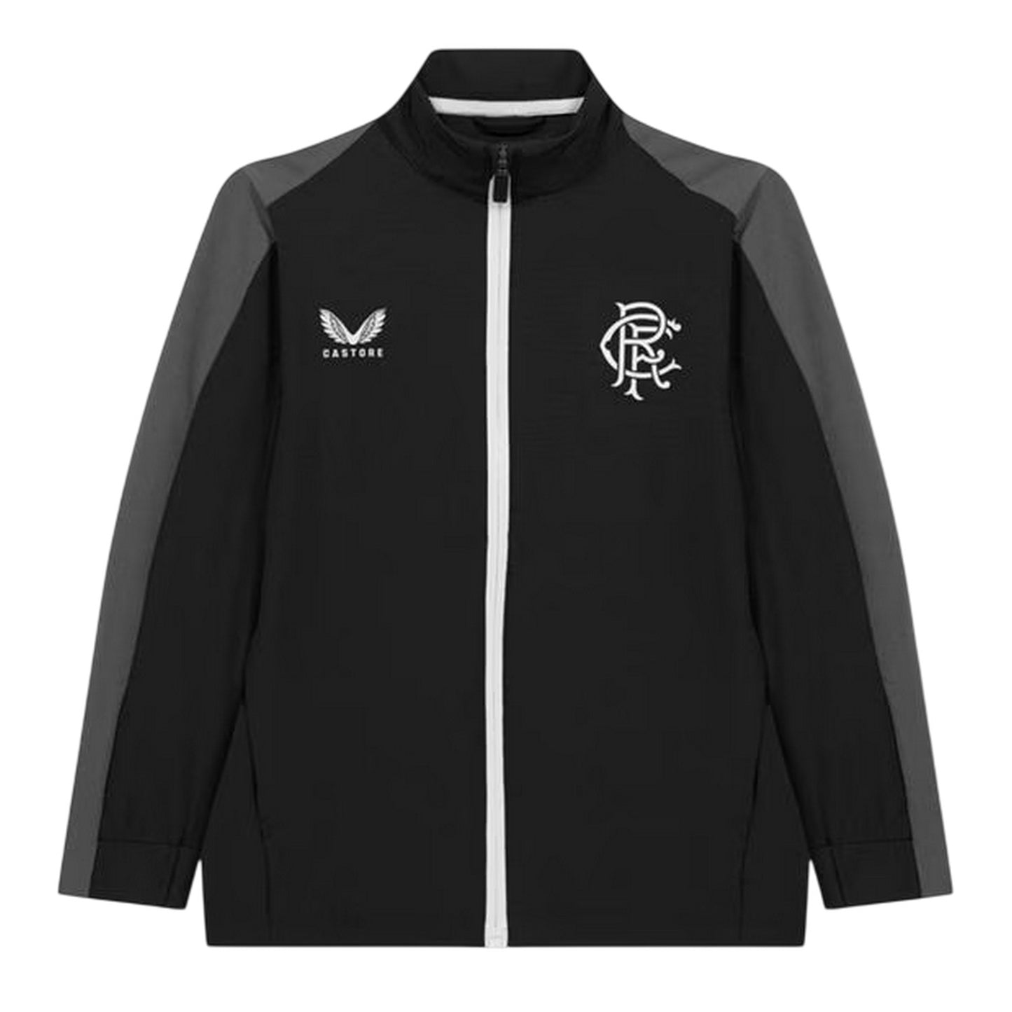 Black - Front - Castore Womens-Ladies Rangers FC Mock Neck Relaxed Fit Track Jacket
