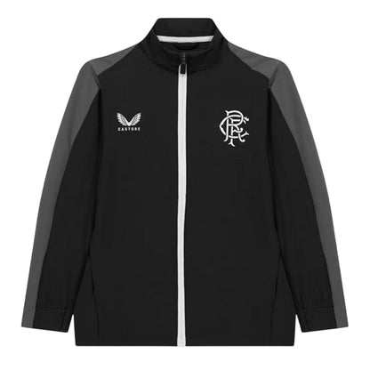 Black - Front - Castore Womens-Ladies Rangers FC Mock Neck Relaxed Fit Track Jacket