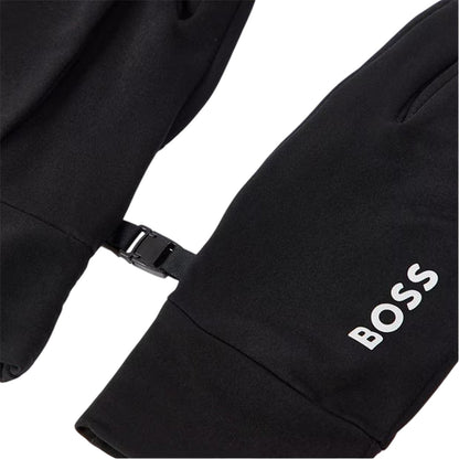 Black - Side - Boss Mens Fleece Fitted Running Gloves