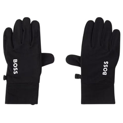 Black - Front - Boss Mens Fleece Fitted Running Gloves