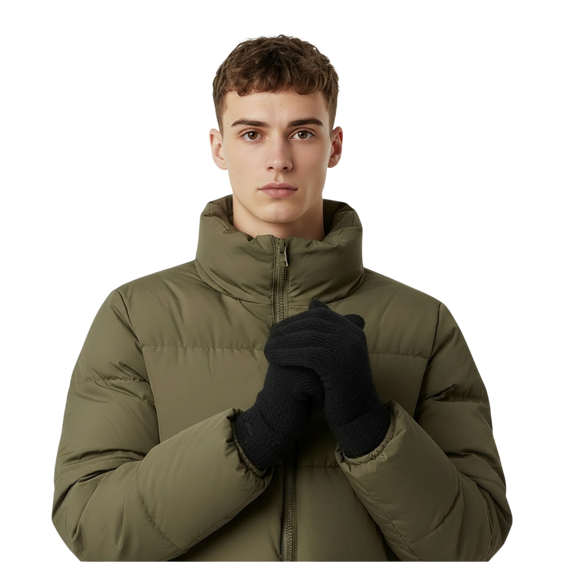 Black - Side - Jack Wills Unisex Adult Knitted Fleece Gloves