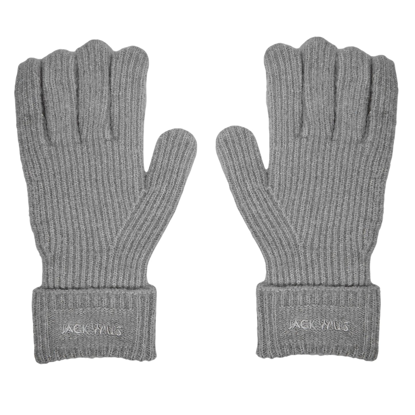 Grey Marl - Front - Jack Wills Unisex Adult Knitted Fleece Gloves