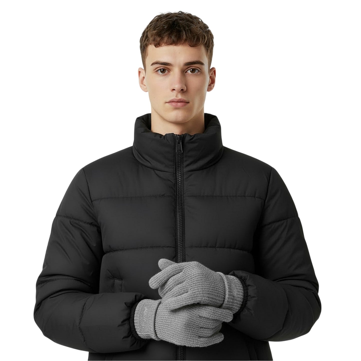 Grey Marl - Side - Jack Wills Unisex Adult Knitted Fleece Gloves