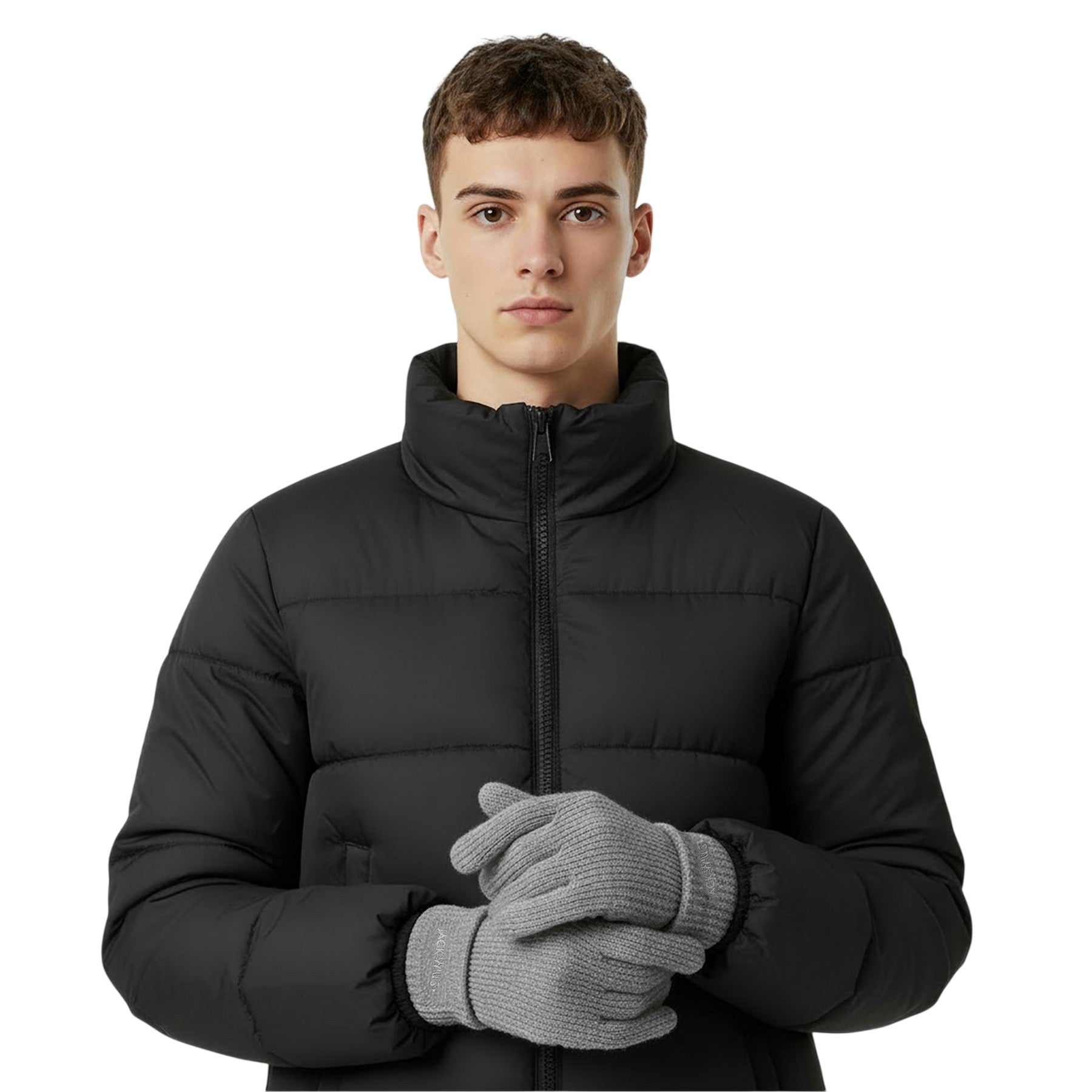 Grey Marl - Side - Jack Wills Unisex Adult Knitted Fleece Gloves