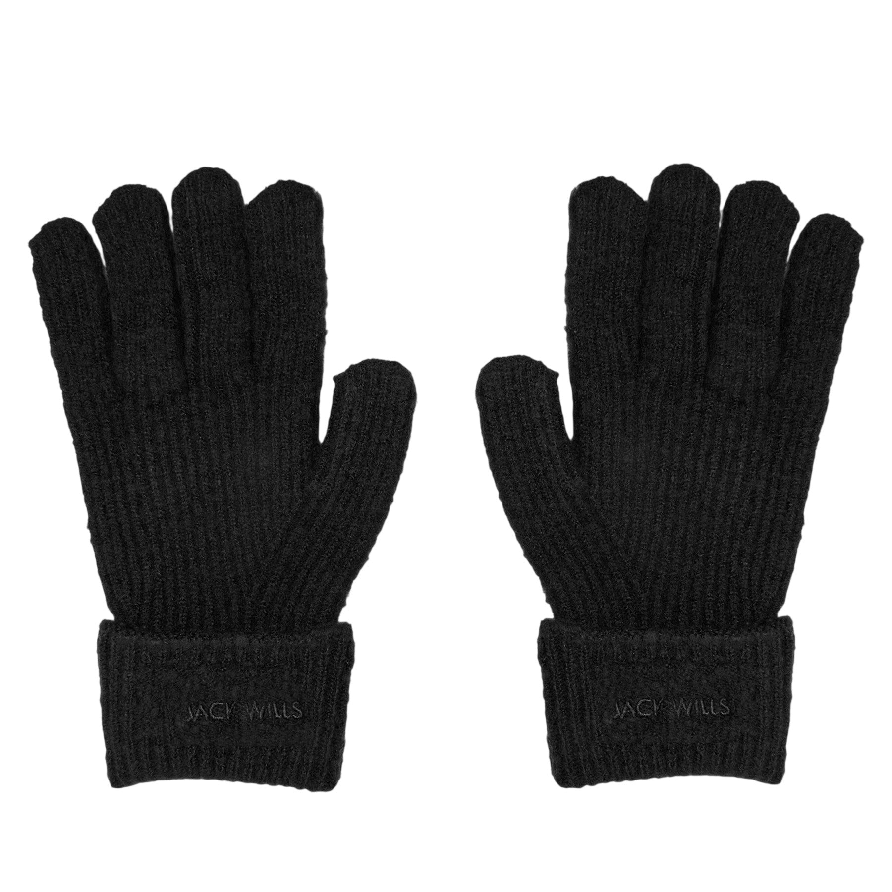 Black - Front - Jack Wills Unisex Adult Knitted Fleece Gloves