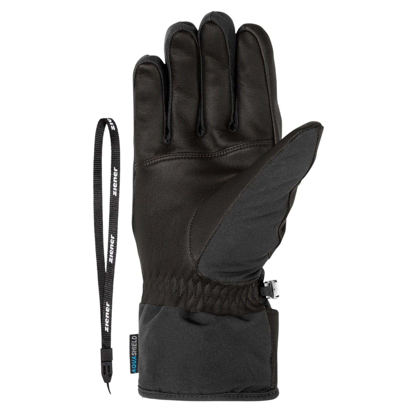 Black - Back - Ziener Unisex Adult Getter Leather Ski Gloves