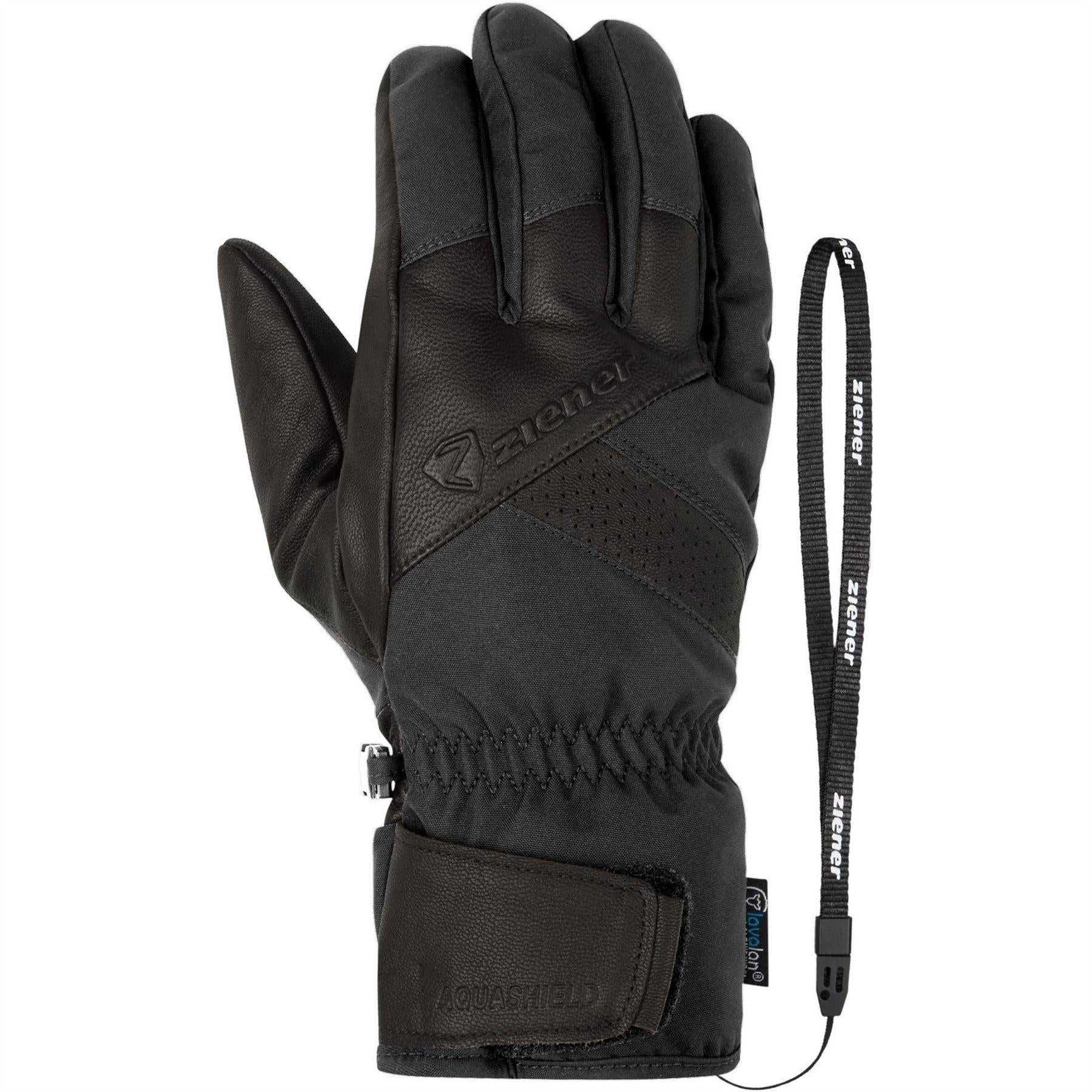 Black - Front - Ziener Unisex Adult Getter Leather Ski Gloves