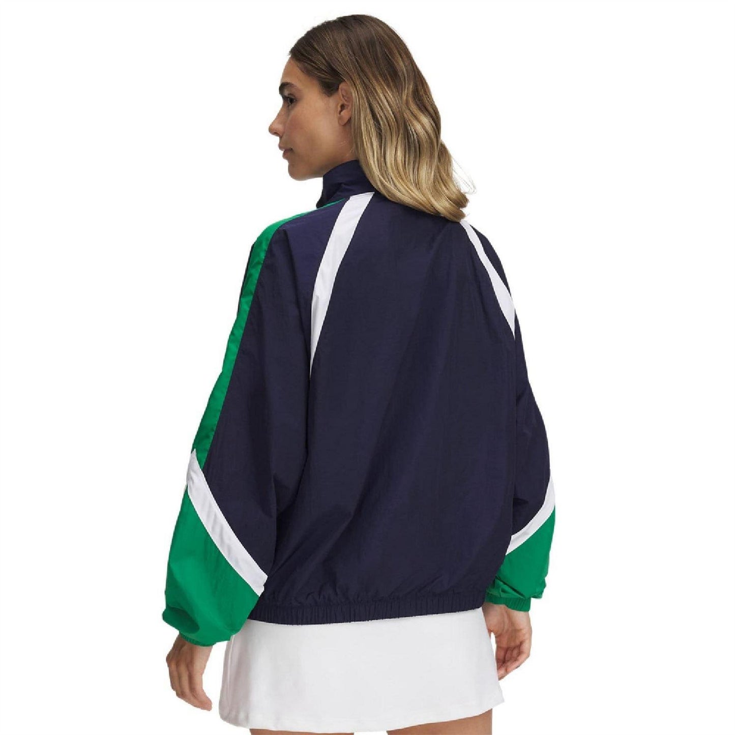 Blue - Back - Under Armour Womens-Ladies Icon Crinkle Track Jacket