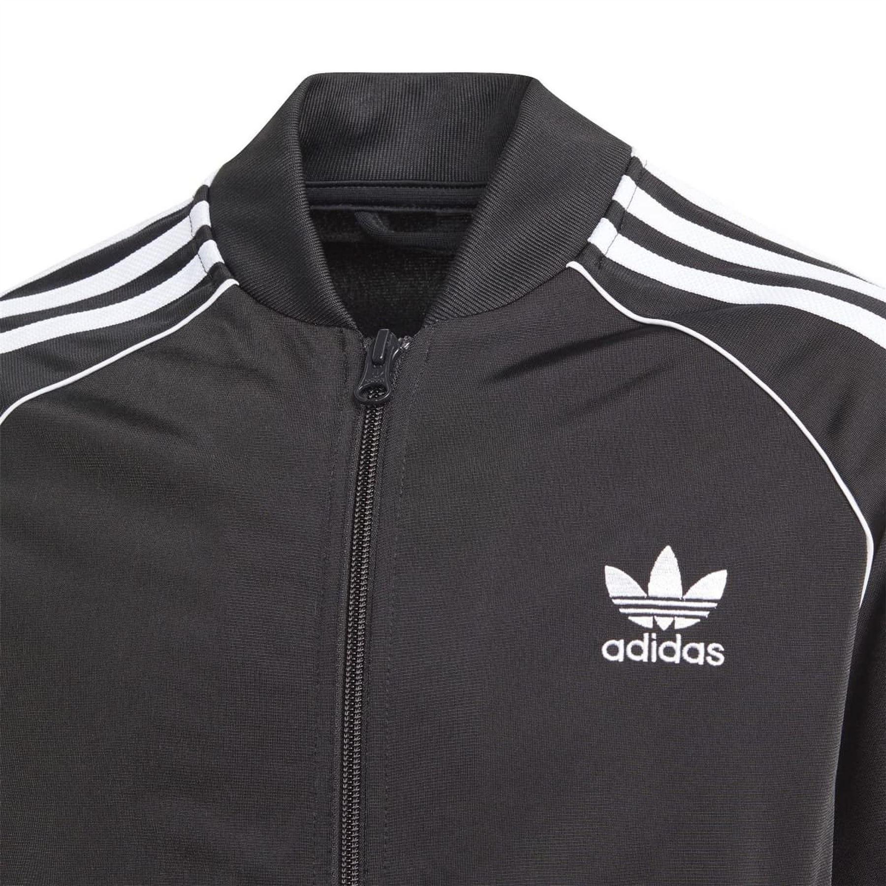 Black-White - Side - Adidas Boys Originals 3 Stripes Track Jacket