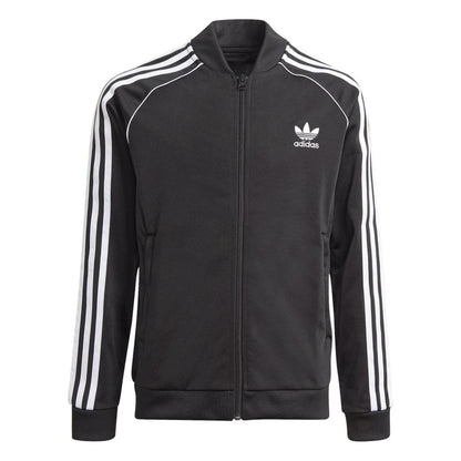 Black-White - Front - Adidas Boys Originals 3 Stripes Track Jacket