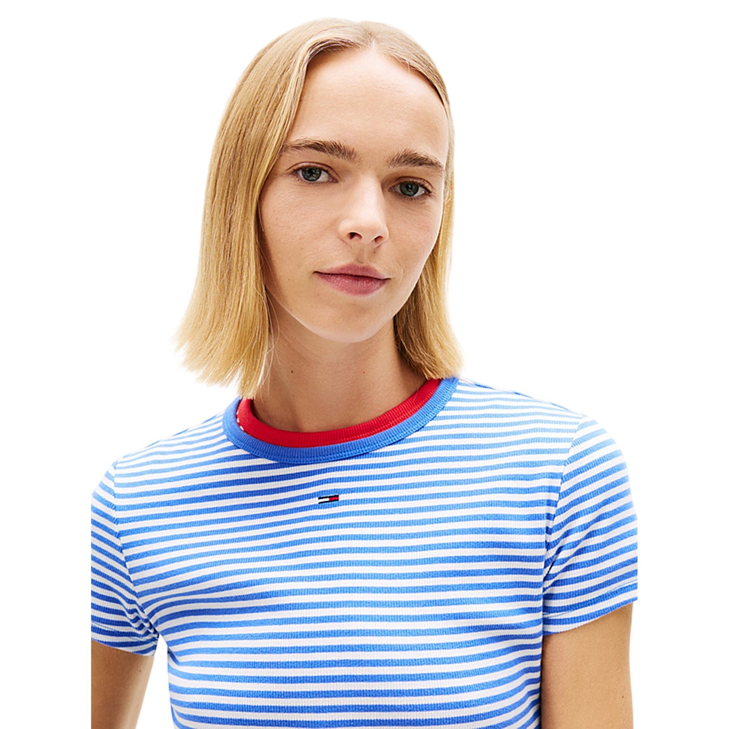 Blue - Side - Tommy Jeans Womens-Ladies Cotton T-Shirt