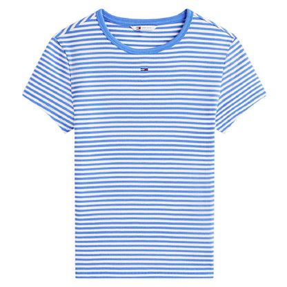 Blue - Front - Tommy Jeans Womens-Ladies Cotton T-Shirt