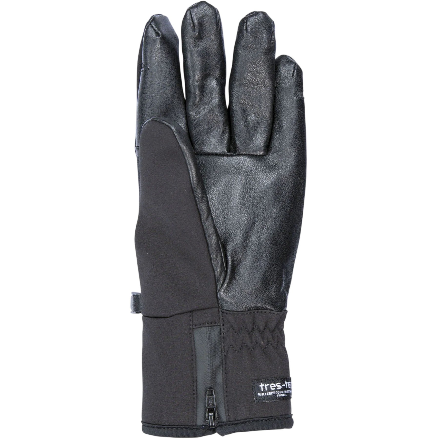 Black - Back - Trespass Mens Leather Athletic Snow Sports Gloves