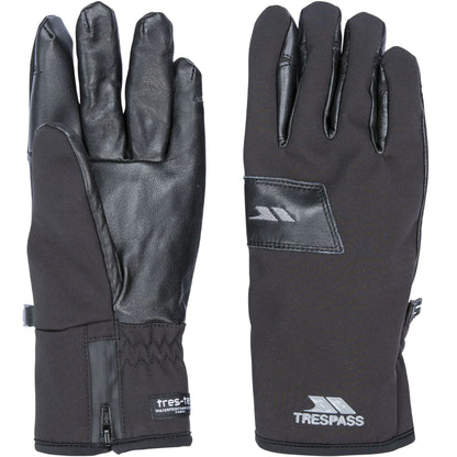 Black - Side - Trespass Mens Leather Athletic Snow Sports Gloves