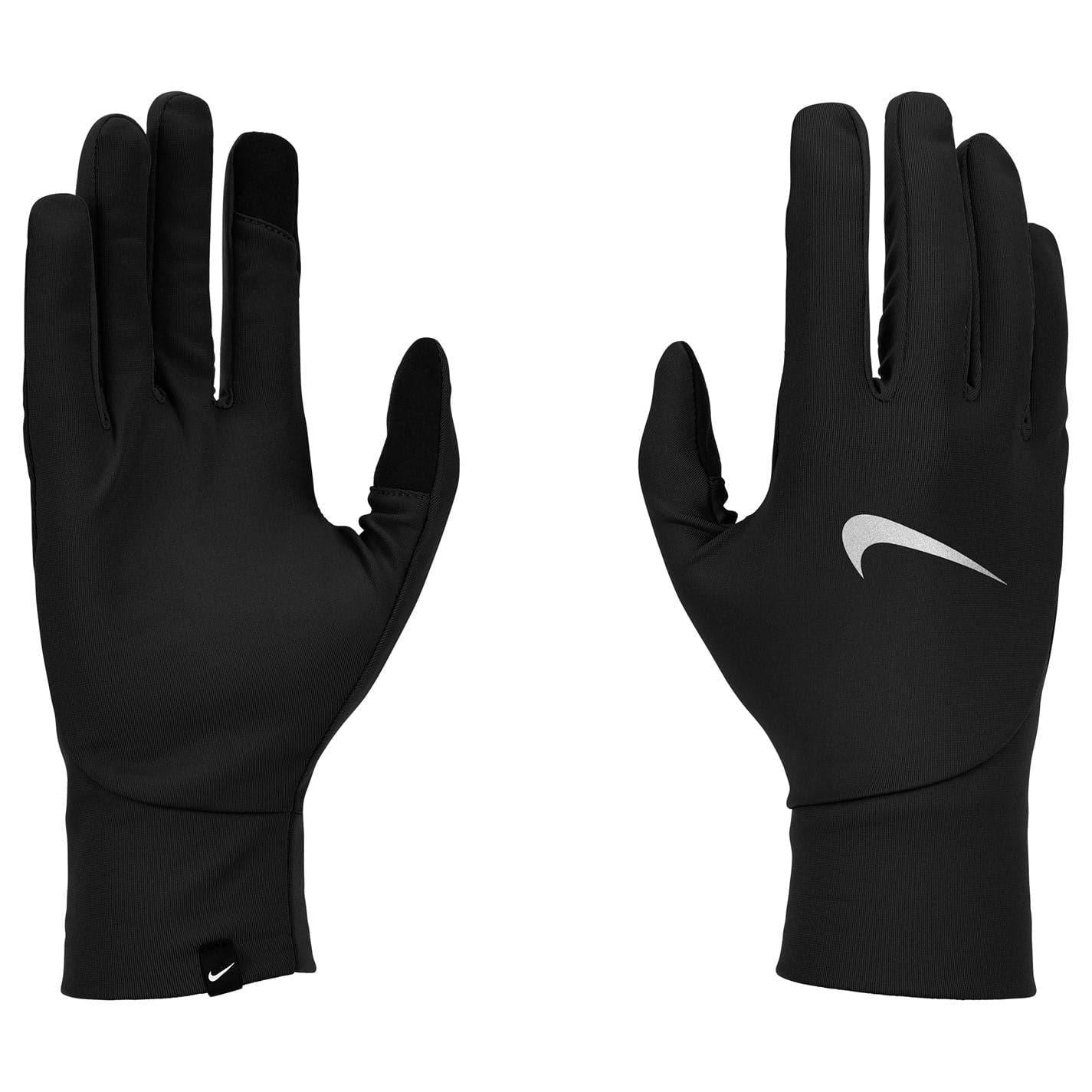 Black-Silver - Side - Nike Mens Pacer Lightweight Therma-Fit Fitted Gloves