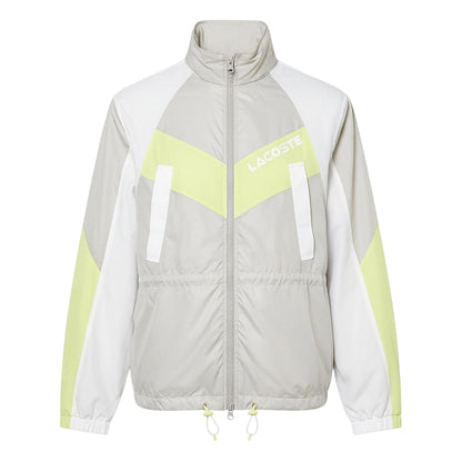 Grey - Front - Lacoste Womens-Ladies Colour Block Oversized Hooded Jacket